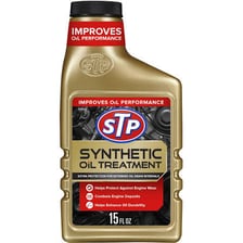 A bottle of STP motor-oil treatment.