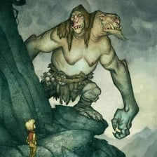 A storybook illustration of a large, intimidating ogre.
