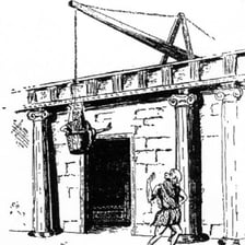 A theatrical illustration of a godlike figure appearing to resolve a story