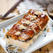 Sushi featuring grilled eel, or unagi.