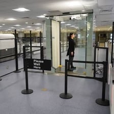 An airport security checkpoint operated by TSA.