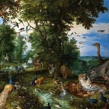A painting depicting the Garden of Eden