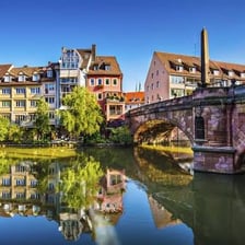 The Rhine River near a German city.