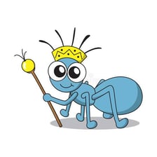 An illustration of ants crawling on a jeweled royal crown