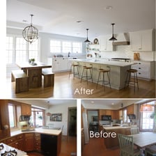 A house shown before and after renovation