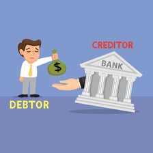 An illustration representing a person who owes money