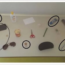 A group of similar objects with one object highlighted.