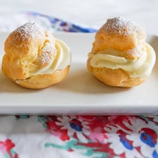 A small dollop of whipped cream on a dessert