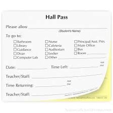 A school hall pass used to permit a student to leave class