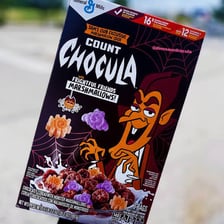 Count Chocula, the vampire mascot shown on a cereal box.