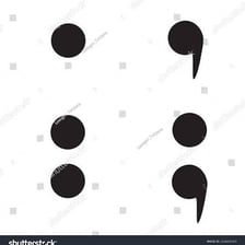 Educational illustration showing the dot-above-comma shape of a semicolon
