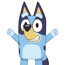 The Bluey family depicted as blue heeler dogs.