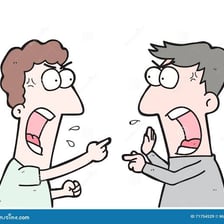 Two people facing each other during a heated argument.