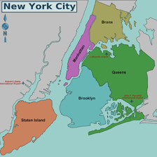 A map or skyline view identifying the Bronx as a northern New York City borough.