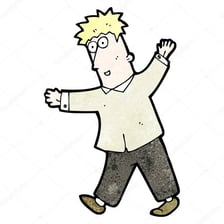 A person walking with an visibly unsteady posture.