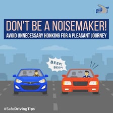 A car in traffic using its horn to make a short beep