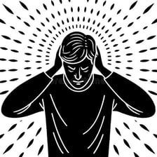 A person covering their ears in response to overwhelming noise.