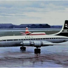 A historic aircraft bearing the BOAC airline livery.
