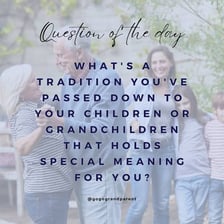 Family members share a traditional practice across generations.