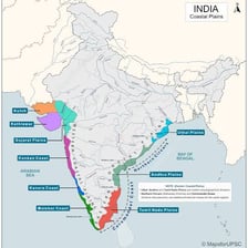 Map showing Kerala on the southwestern coast of India