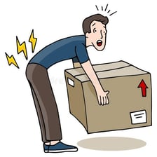 A person raising a box from a lower position.