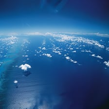 A broad expanse of ocean extending to the horizon.