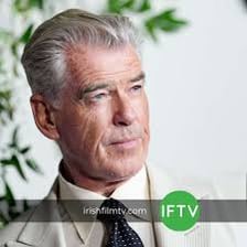 A portrait of Irish actor Pierce Brosnan.