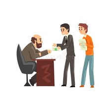 Illustration of a politician accepting a bribe.
