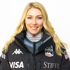 Mikaela Shiffrin competing in an Olympic alpine skiing event