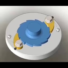 A pawl engaging the teeth of a ratchet wheel.