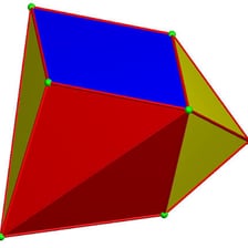 An educational illustration of a polyhedron with ten faces.