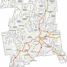 Map of Connecticut marking Hartford