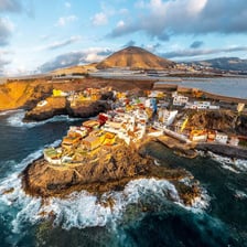 A volcanic landscape on Lanzarote in the Canary Islands