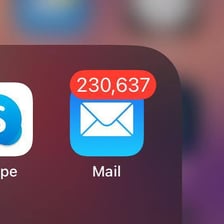 An email inbox displaying a collection of unread messages