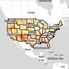 A map showing county boundaries within a U.S. state.