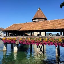 Lucerne, Switzerland, with the Chapel Bridge and lakefront