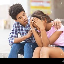 One person offering reassurance to someone who is upset
