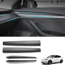 The dashboard and upper front panel inside a car.