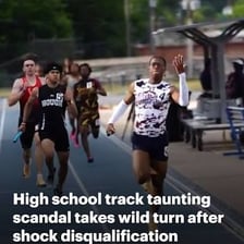 A referee signaling that an athlete has been disqualified from a competition.