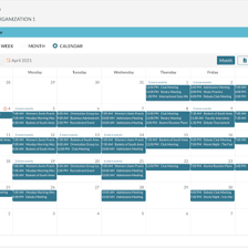 A calendar displaying several scheduled activities and events.
