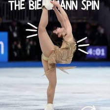 A figure skater turning on one foot