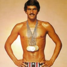 Mark Spitz competing as a swimmer at the 1972 Olympics.