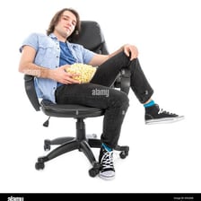 A person relaxing lazily in a chair
