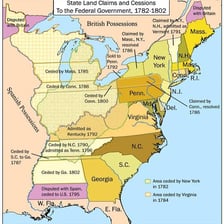 A historical map showing Georgia among the original thirteen American colonies.