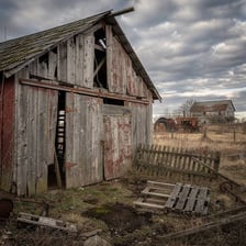 A weathered wooden structure showing gradual decay