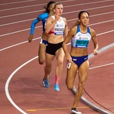 Track-and-field athletes competing in a heptathlon event.
