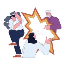 A scene showing one person directing an insulting remark at another.
