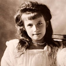 A historical portrait of Grand Duchess Anastasia Nikolaevna Romanova.