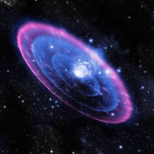 An astronomical illustration showing a bright nova erupting in space