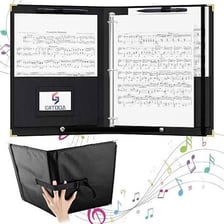 An open songbook displaying musical notation.